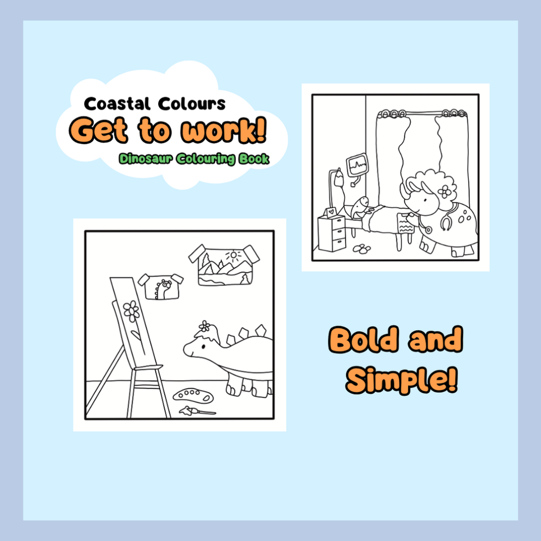 Get to Work Dinosaur Colouring Book (Instant Digital Download)