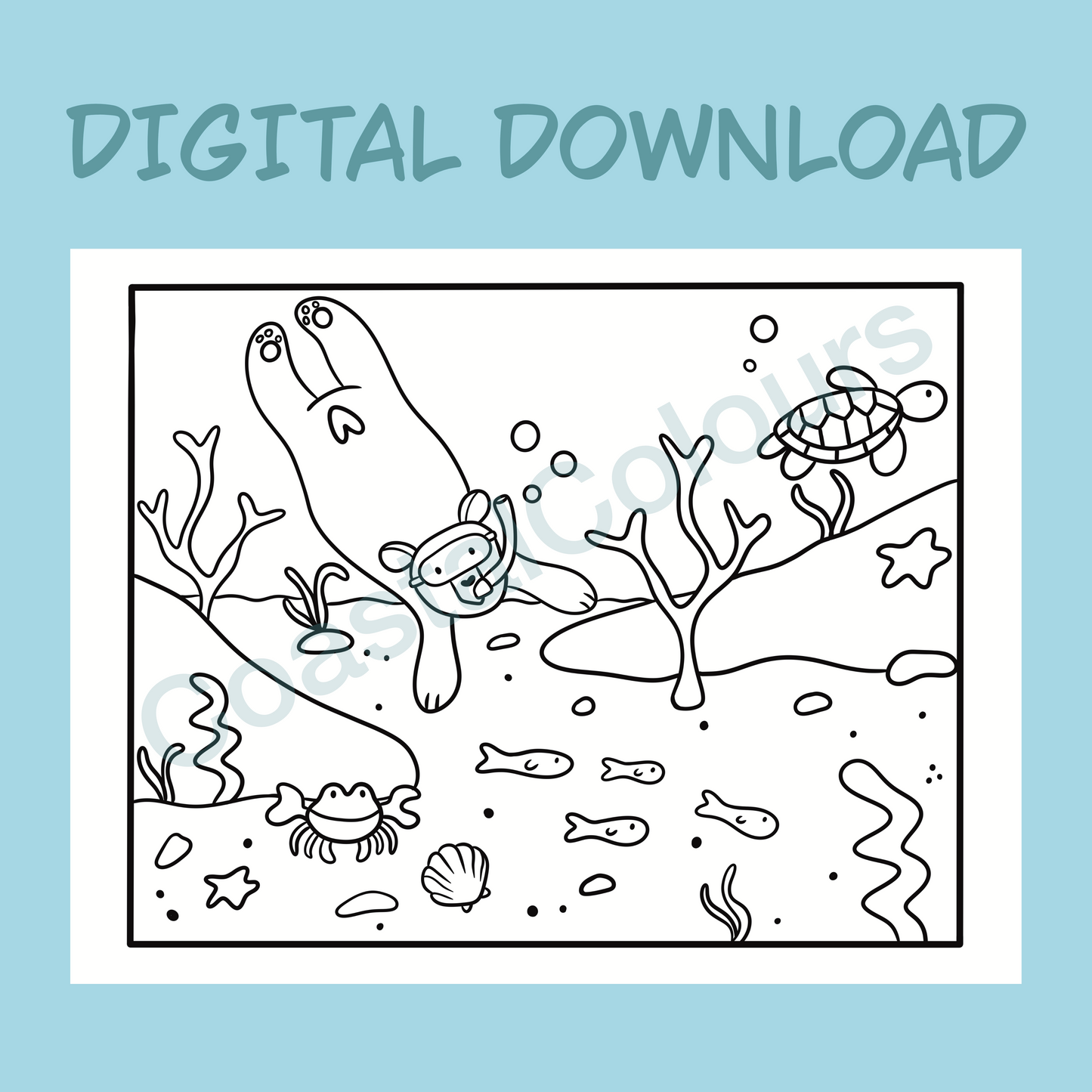 Bear's Beach Day Colouring Pages (2 Pack) Digital Download